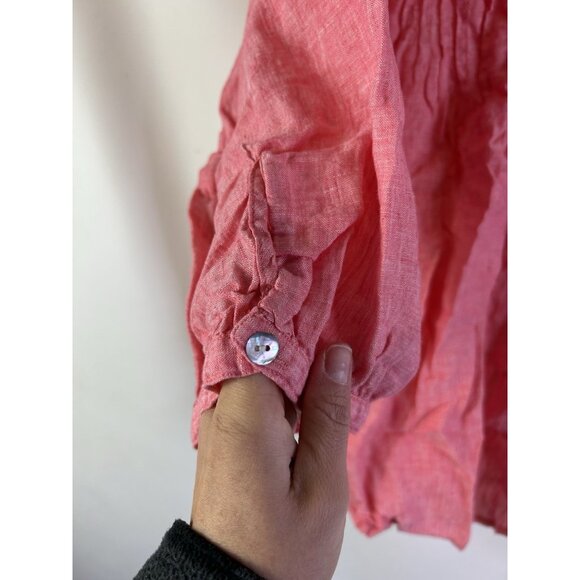 Sigrid Olsen Linen Button Front Popover Shirt Coastal Flowy - Picture 5 of 7